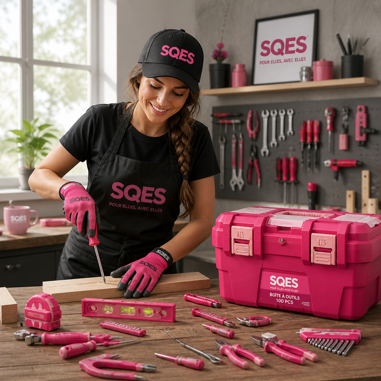 Coffret d'Outils Rose 89 Pièces avec Mallette WADFOW