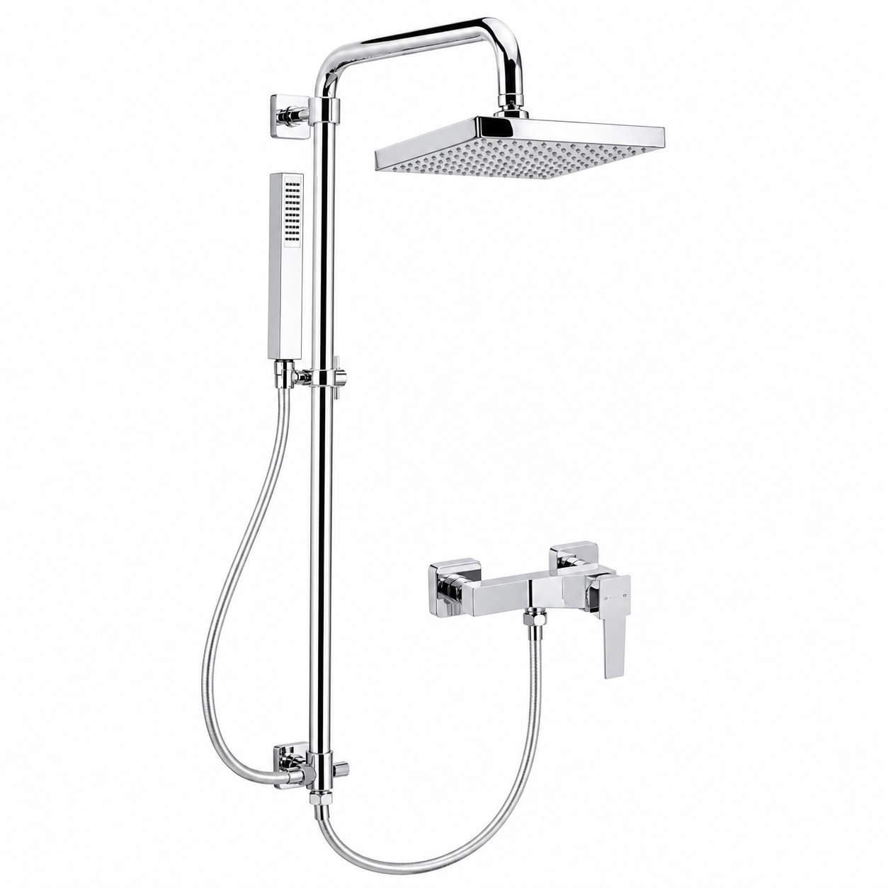 Colonne de Douche SOPAL Série Zarzis 1088A04 — Laiton Ø24mm Tête Ø200mm Inverseur Chromé NF EN ISO 1456 Garantie 5 Ans | SQES Tunisie