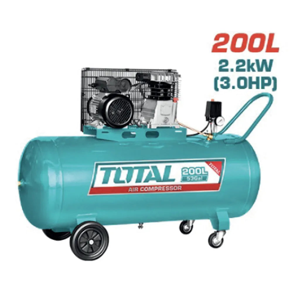Compresseur d'air TOTAL TC1302002E 200L 3CV (2,2kW) – haute pression, 50kg, usage professionnel et industriel, chantier atelier peinture