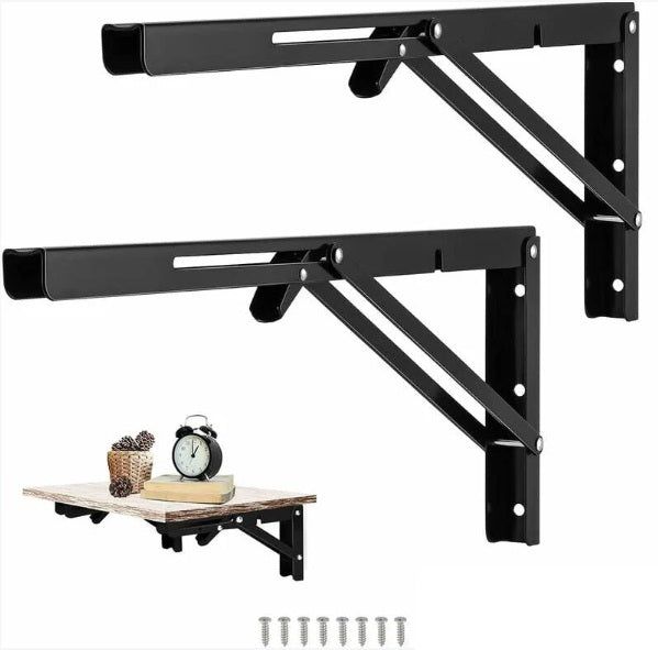 Support Étagère Pliante Noir en Inox – Pack de 2 Consoles - 19 CM