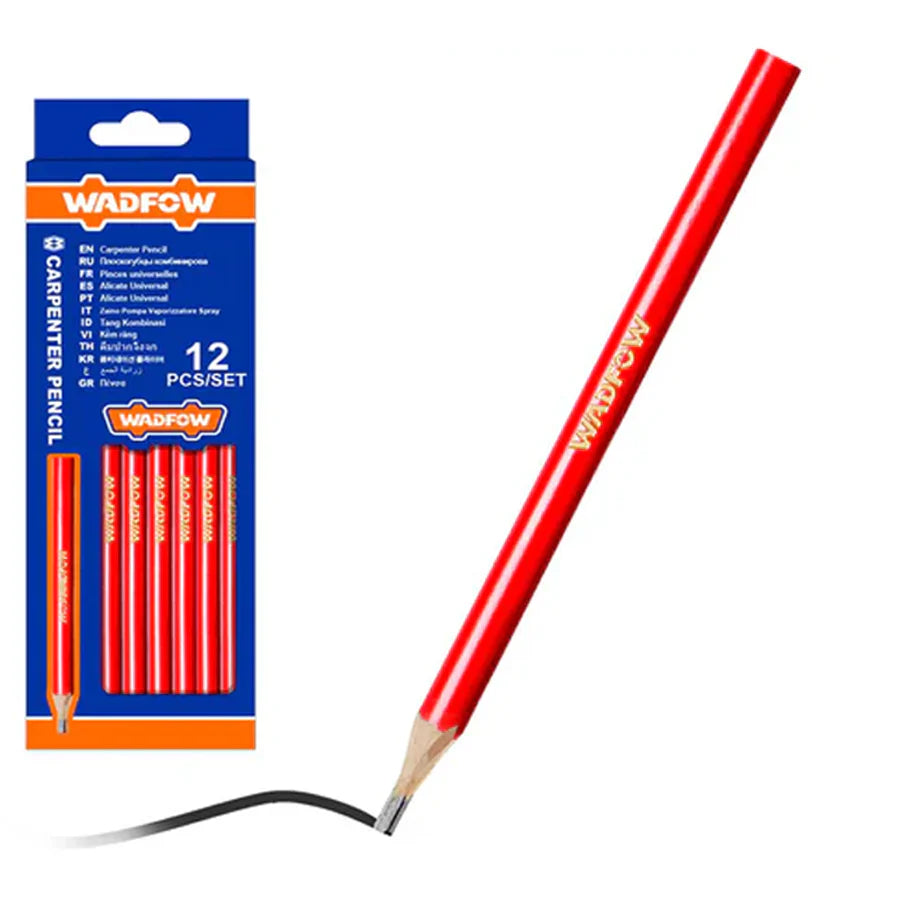 Crayons de Chantier Noir 12 pcs WADFOW WMQ1512 — Traçage Bois Béton Maçonnerie | SQES Tunisie