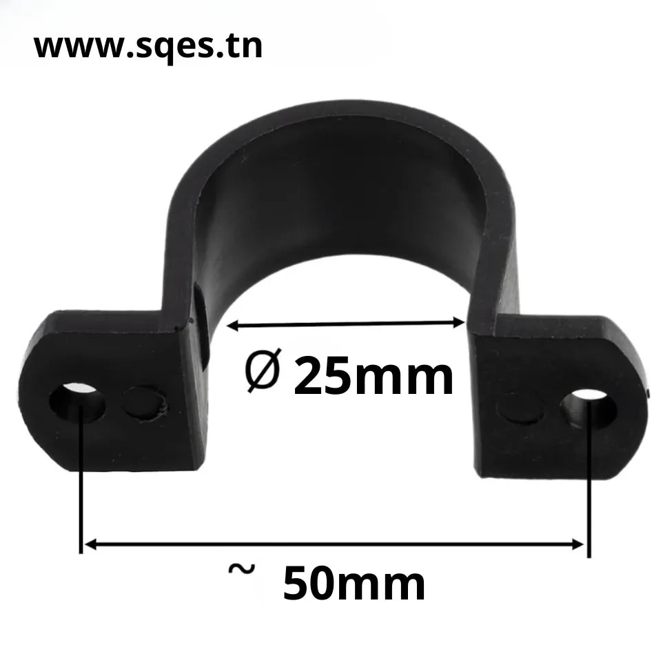 Attache pour tube rond D25mm - Lot de 20 Colliers de fixation en U Plastic - SQES