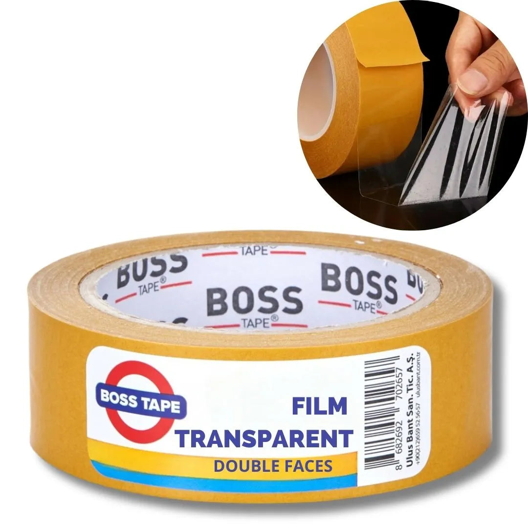 BOSS TAPE Ruban Adhésif Double Face film transparent 48mmx25m - SQES