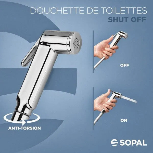 Kit pour douchette de toilette - Chromée - Shut off - SOPAL - SQES