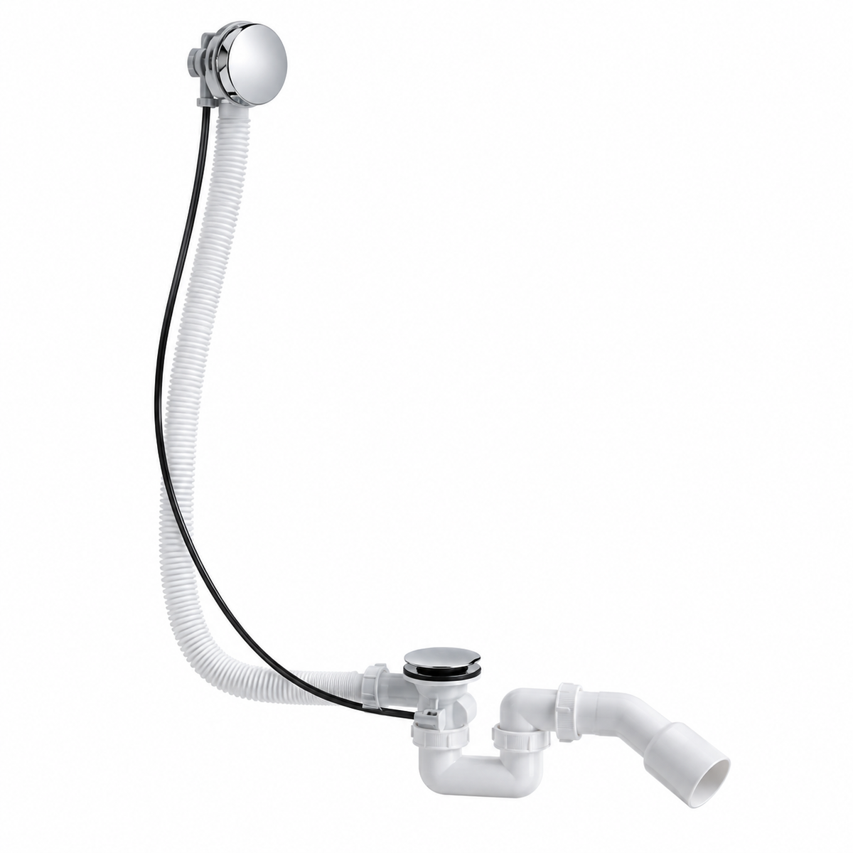 Vidage à câble avec trop-plein DURAVIT D-Code chromé brillant pour baignoire à écoulement central