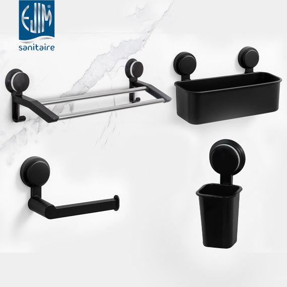 Accessoires Salle De Bain - 4 Pièces a Ventouse ABS EJIM - Fixation Sans Perçage