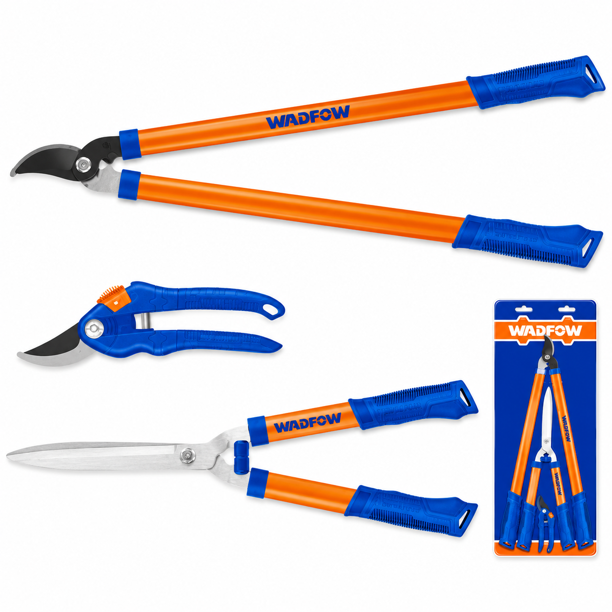 Ensemble Cisaille Sécateur Jardin WADFOW WPR3E03 — 3 Pièces Élagage 200mm Haie 550mm Ébrancheur 690mm Lames Trempées | SQES Tunisie