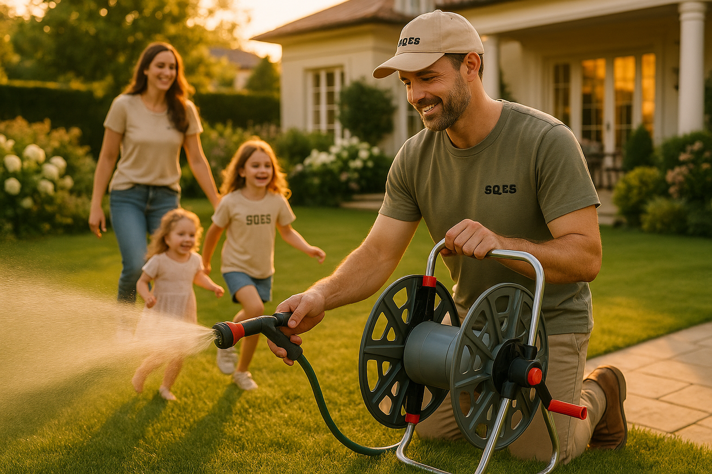 Famille heureuse avec dévidoir - Investissement bonheur