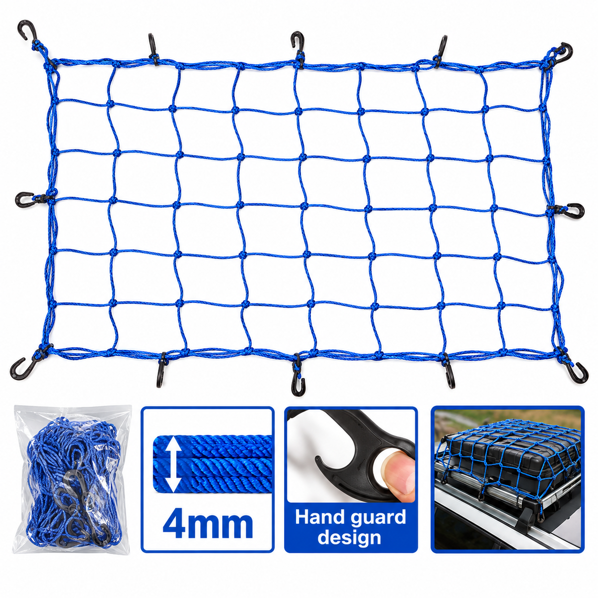 Filet pour bagages WADFOW WXLW1E13, dimensions nominales 130 × 180 cm, cordage indiqué de 4 mm, pour maintien et organisation de bagages dans un espace de transport adapté | SQES Tunisie