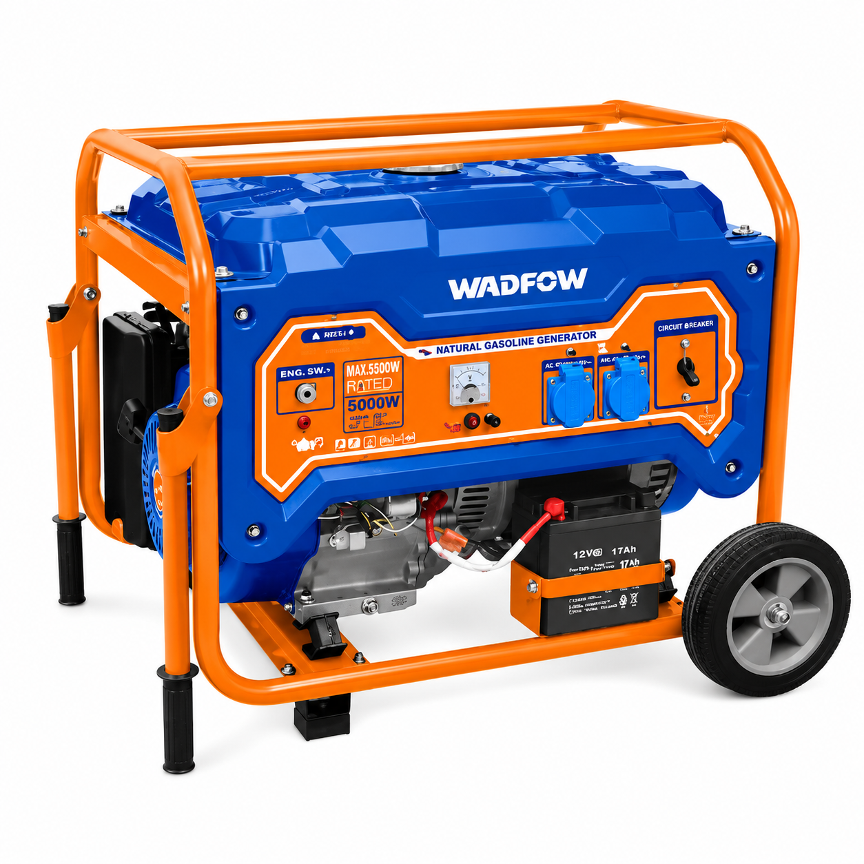 Groupe Électrogène WADFOW WGEAB08 — 5500W 4 Temps OHV 389cc Réservoir 25L Démarrage Électrique Chantier Secours | SQES Tunisie