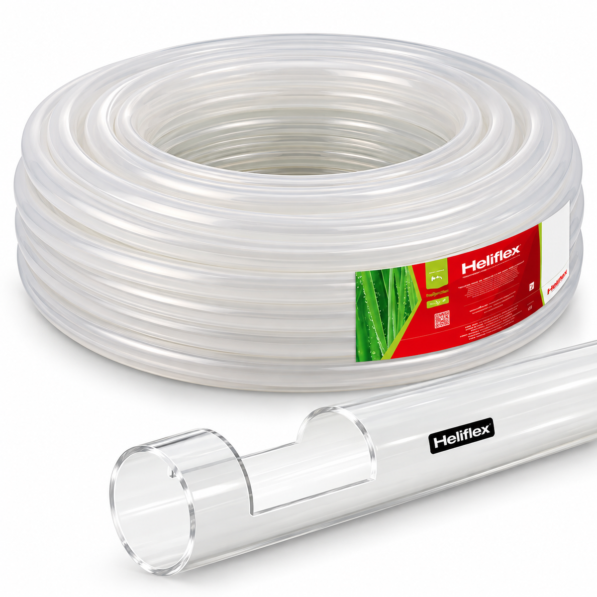 Tuyau flexible HELIFLEX CRISTALFLEX, dimensions 5, 8, 10, 12 et 15. Vendu au rouleau complet de 50 m chez SQES Tunisie.