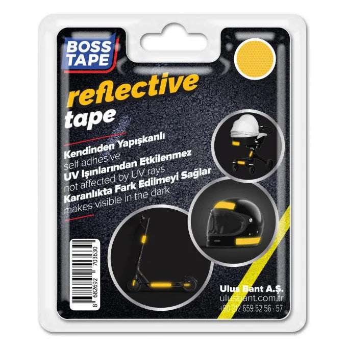 BOSSTAPE Bande réfléchissante JAUNE 35 mm x 1,5 mt - SQES