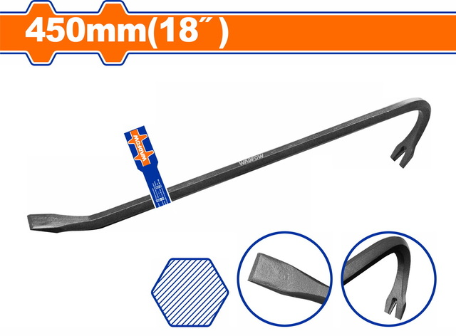 Arrache Clou Hexagonal 450mm 18" Acier Carbone WADFOW