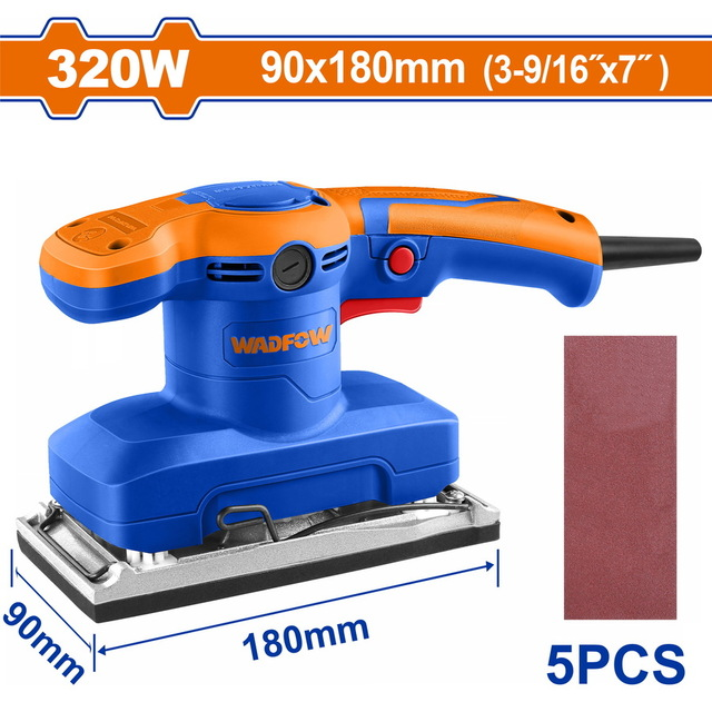 Ponceuse Vibrante 320W 90x180mm + 5 Feuilles Abrasives