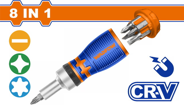 Tournevis Ratchet Stubby 8 en 1 CR-V WADFOW