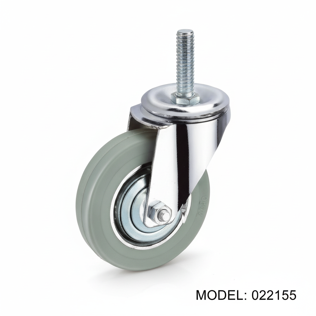 Roue caoutchouc industriel pivotante avec tige 125mm gris 022125 - photo professionnelle