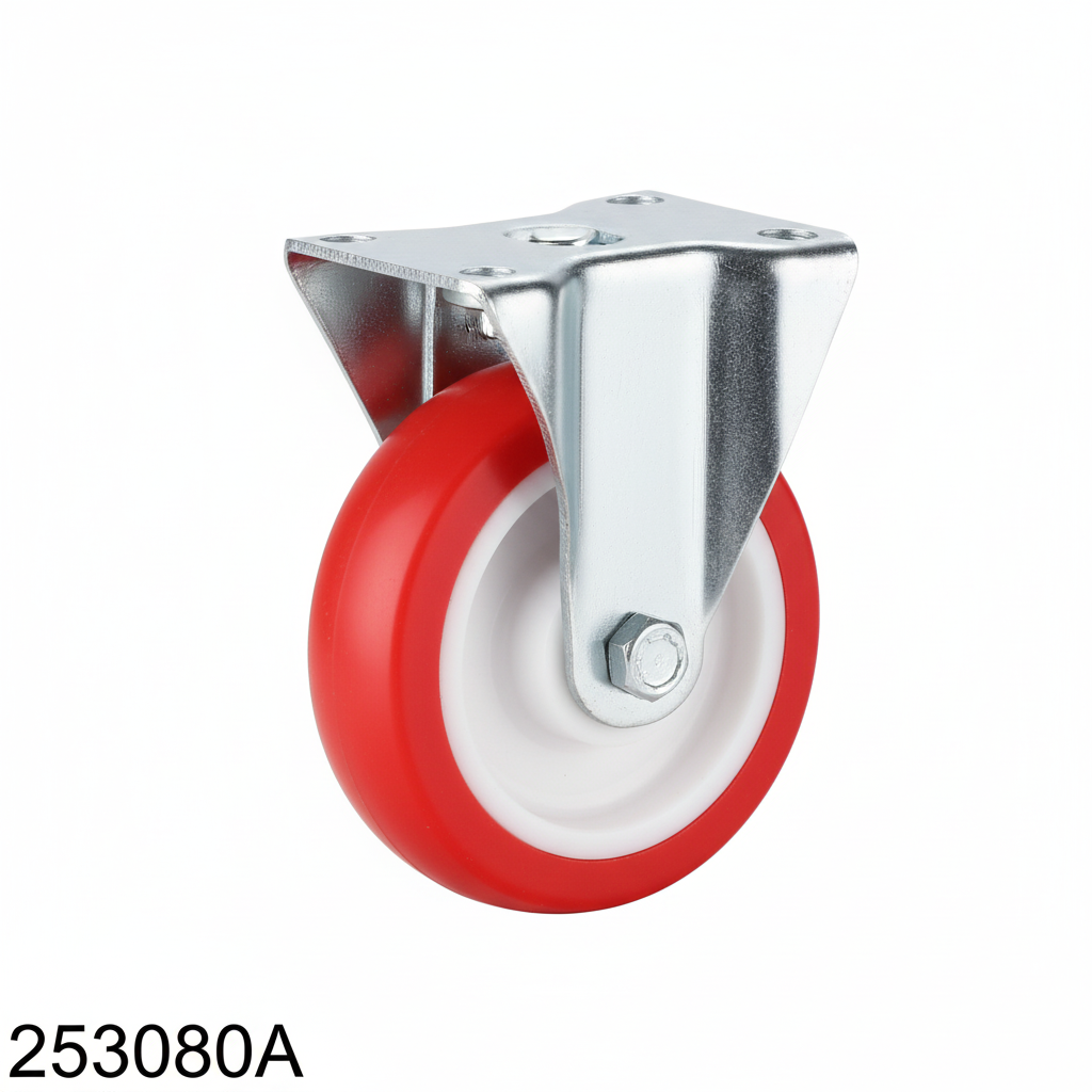 Roue acier inoxydable fixe 80mm rouge 253080A - photo professionnelle