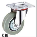 ROUE CAOUTCHOUC INDUSTRIEL PIVOTANTE+PLAQUE 75 GRIS 019075