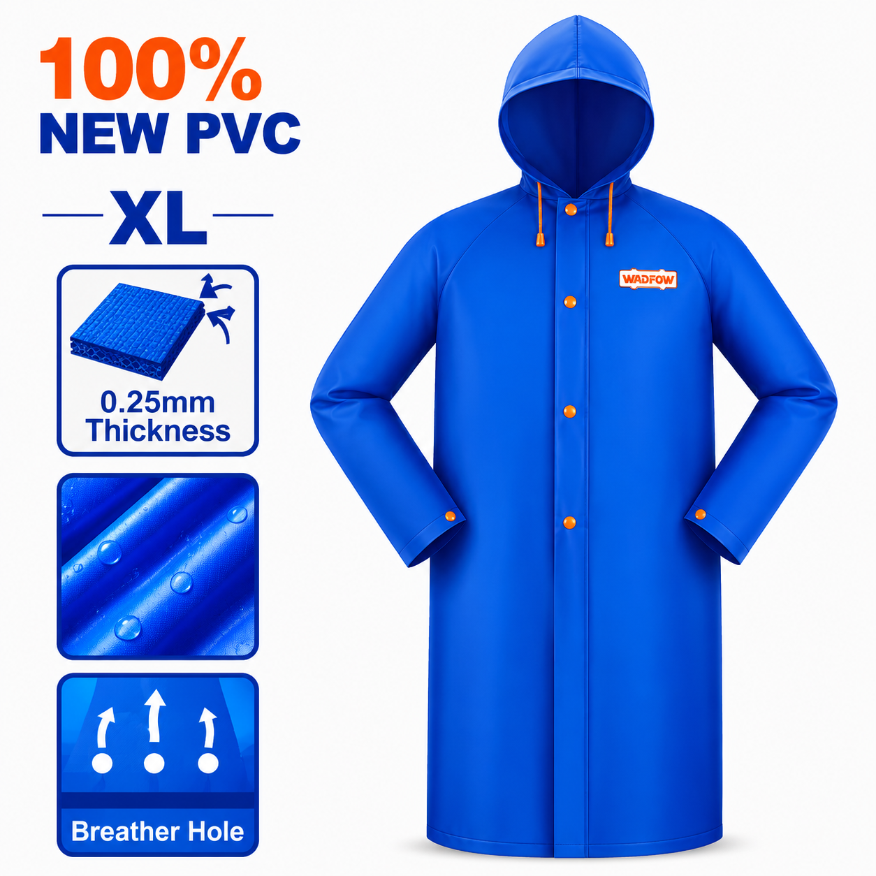 Imperméable Manteau XL WADFOW WRC20XL — Veste Pluie Légère Protection Chantier Jardinage Travaux Extérieurs | SQES Tunisie