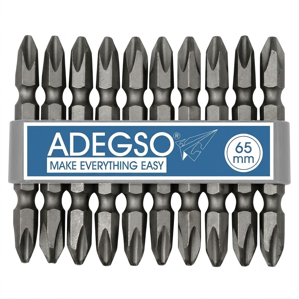 Jeu de 10 embouts doubles magnétiques 65 mm ADEGSO AD-30050 — Screwdriver Bits Set S2 magnétique pour visseuse compatible | SQES Tunisie