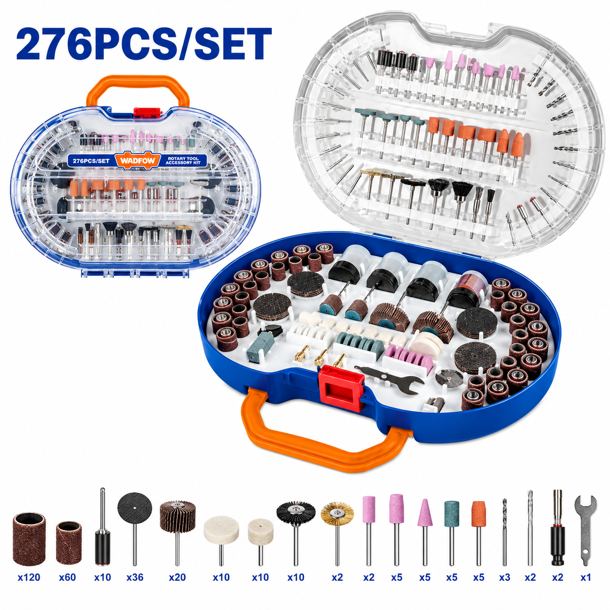 Jeu de 276 Accessoires Mini Meuleuse WADFOW WRR2761 — Ponçage Meulage Gravure Polissage Outil Rotatif Atelier | SQES Tunisie