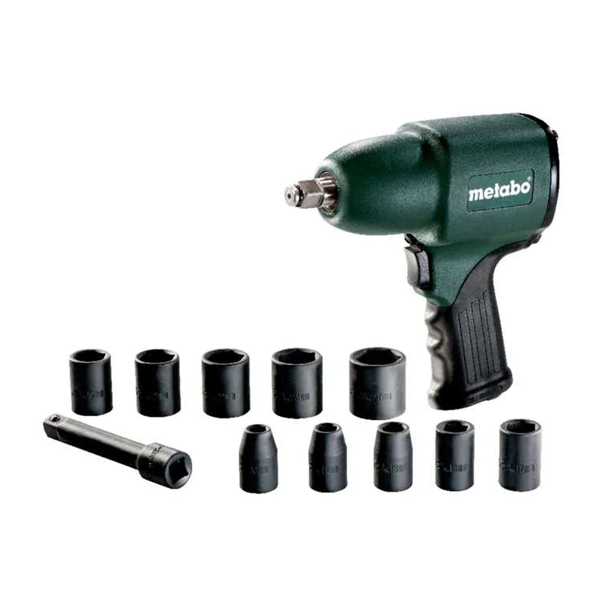 Clé à choc pneumatique METABO DSSW 360 Set avec douilles, référence 604118500 – photographie réelle du produit sur fond blanc, format 1254 × 1254 px | SQES Tunisie