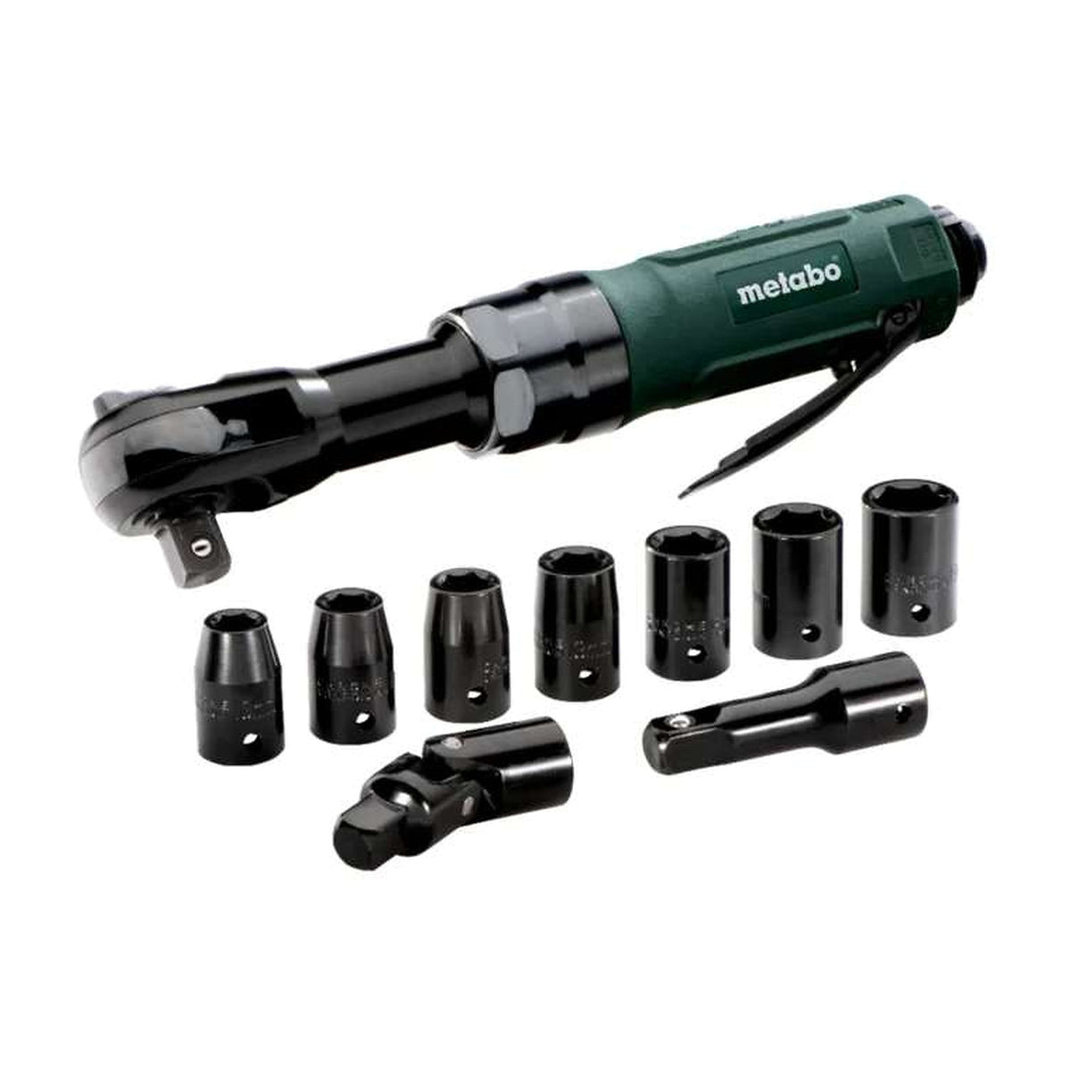 Tournevis à cliquet pneumatique METABO DRS 68 avec douilles, référence 604119500 – photographie réelle du produit sur fond blanc, format 1254 × 1254 px | SQES Tunisie
