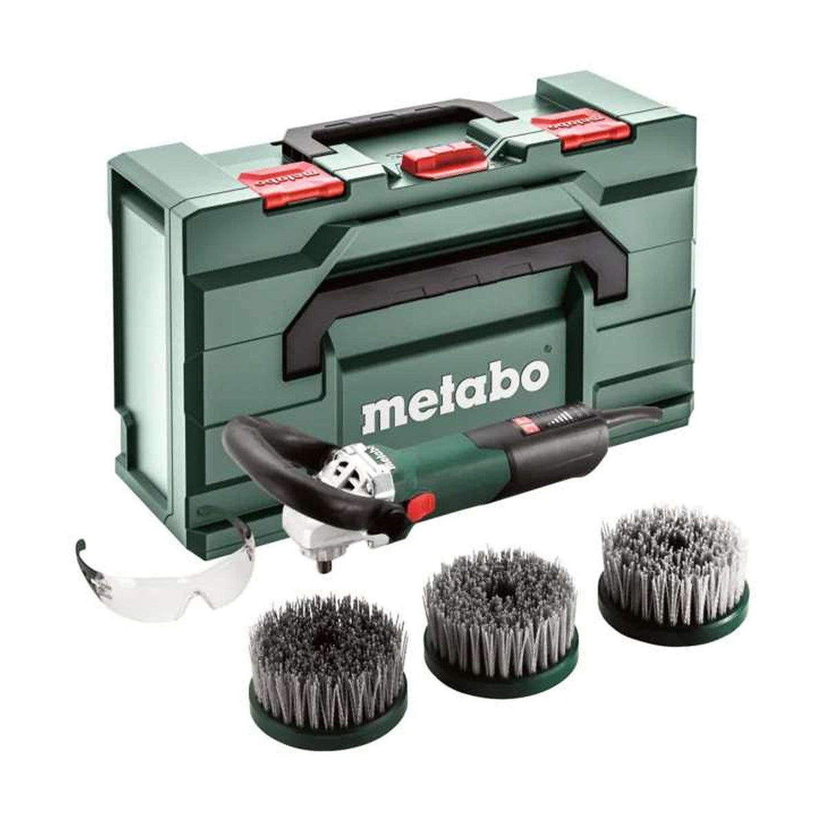 Lustreuse ponceuse METABO PE 15-25 Set avec brosses, référence 615250500 – photographie réelle du produit et accessoires, fond blanc 1254 × 1254 px, SQES Tunisie