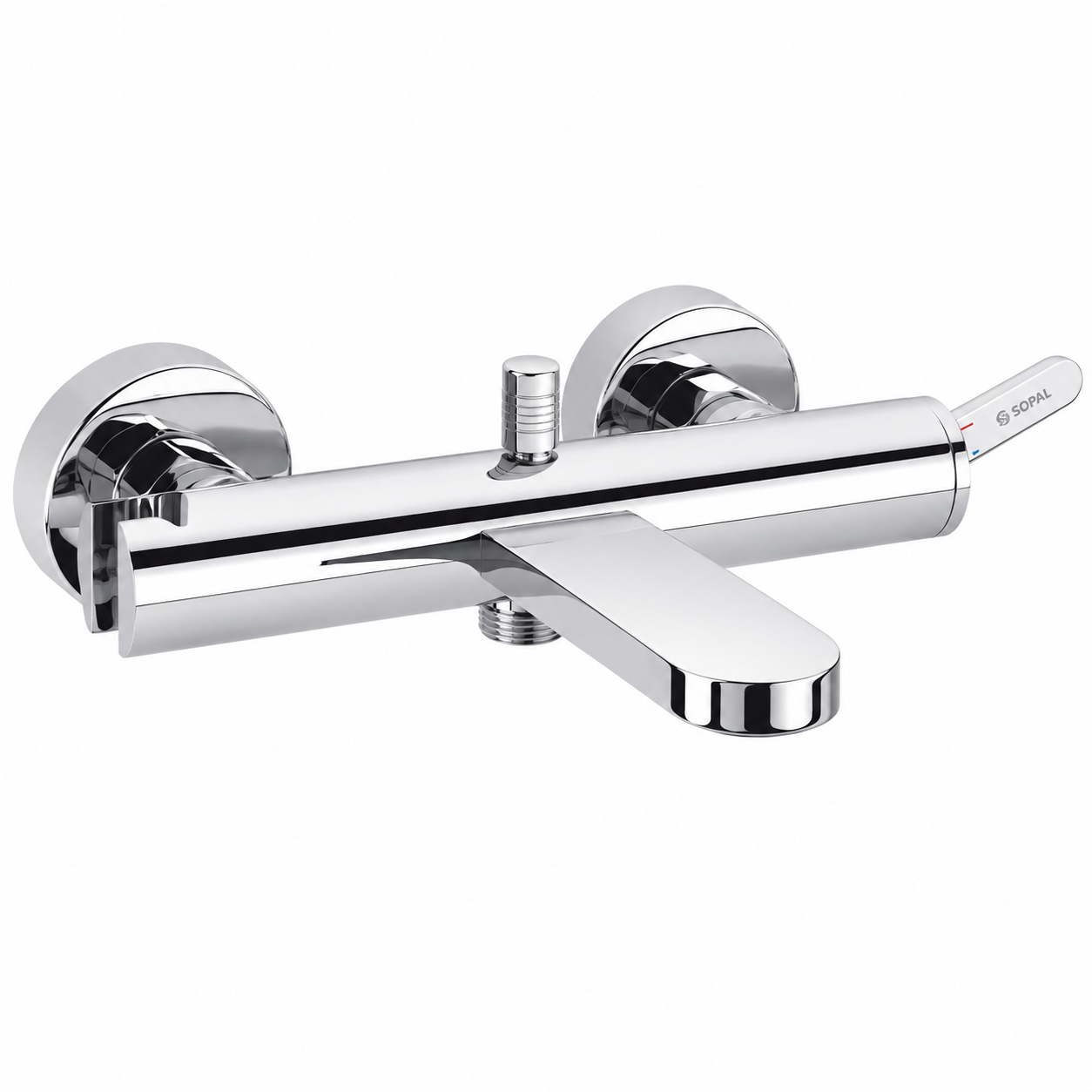 SOPAL Mitigeur Bain-Douche Mural Série NABEUL Réf. 06BSA04 — Cartouche Joystick Céramique Ø35mm Économie d'Eau, Inverseur Automatique Verrouillable, Support Douchette Mobile, Endurance 70 000 Cycles, Laiton Chrome NF EN ISO 1456, Garantie 5 Ans, Made in Tunisia | SQES Tunisie