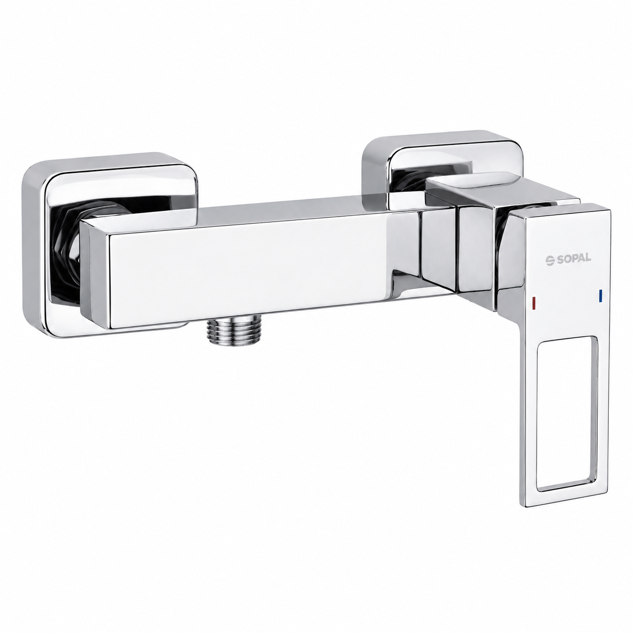 SOPAL Mitigeur de Douche Mural Série Zaghouan Réf. 06F2A04 — Bec Design en U, Cartouche Céramique Ø40mm Water Saving, Chromé NF EN ISO 1456, Laiton, Garantie 5 Ans, Made in Tunisia | SQES Tunisie