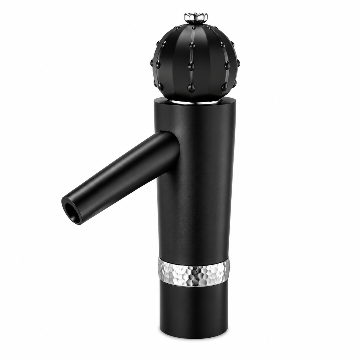 SOPAL Mitigeur de Lavabo Long Série CACTUS Noir Mat Chromé Réf. 06HGAA4 — Bec Long, Design Zouhair Ben Jannet, Cartouche Céramique Ø35mm, Flexibles Inox Tressés, Économie d'Eau, NF EN ISO 1456, Laiton, Garantie 5 Ans, Made in Tunisia | SQES Tunisie