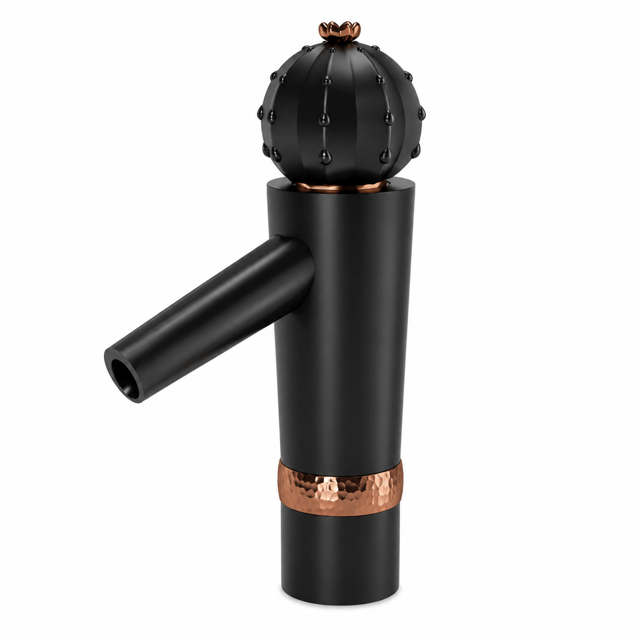 SOPAL Mitigeur de Lavabo Long Série CACTUS Noir Mat Rose Gold Réf. 06HGAAE — Bec Long, Design Zouhair Ben Jannet, Cartouche Céramique Ø35mm, Flexibles Inox Tressés, Économie d'Eau, NF EN ISO 1456, Laiton, Garantie 5 Ans, Made in Tunisia | SQES Tunisie