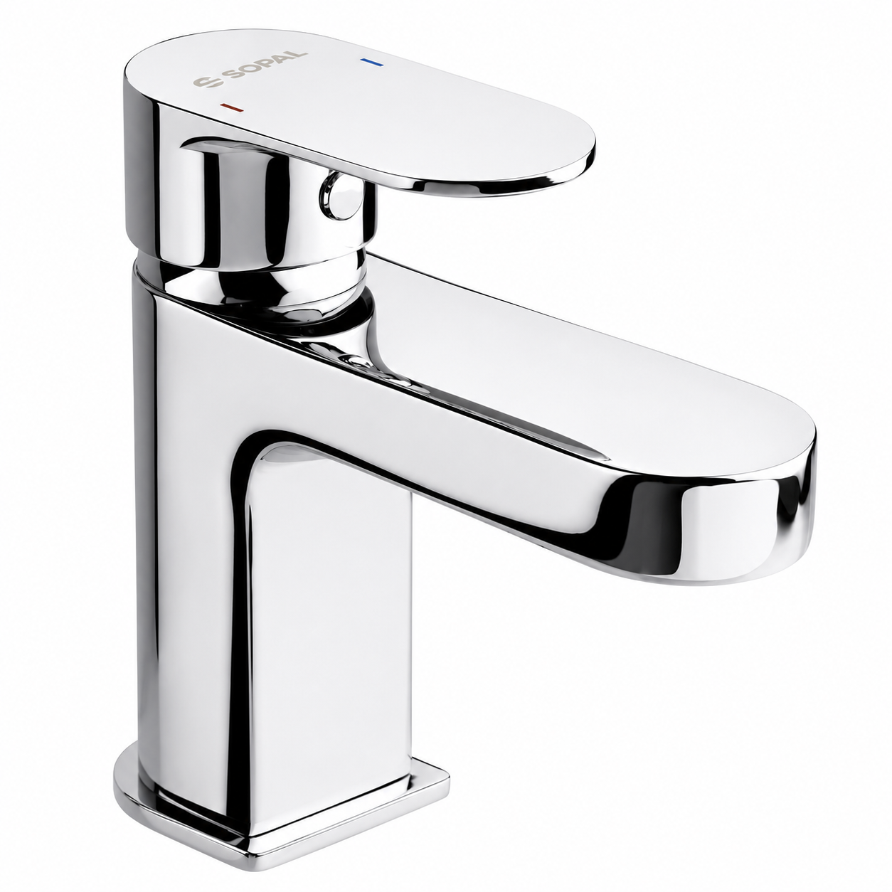 SOPAL Mitigeur de Lavabo Série Sfax Réf. 06C2A04 — Bec Fixe, Air Power, Energy Saving, Water Saving, Cartouche Céramique Ø35mm, Chromé NF EN ISO 1456, Laiton, Monocommande, Flexibles Souples Sertis d'Usine, Garantie 5 Ans, Made in Tunisia | SQES Tunisie
