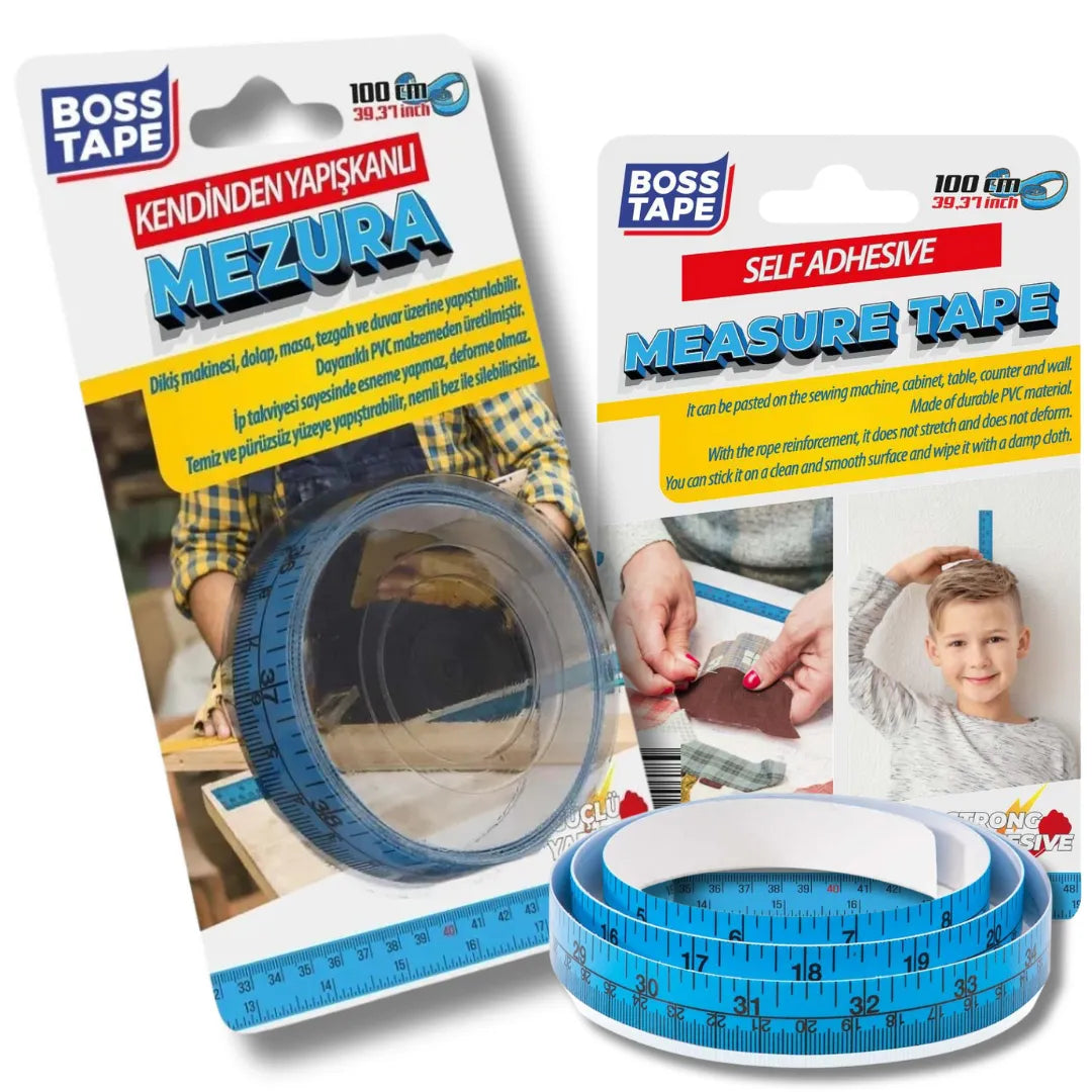 BOSS TAPE Ruban Mètre de tailleur autoadhésif 10mmx1m bleu - SQES
