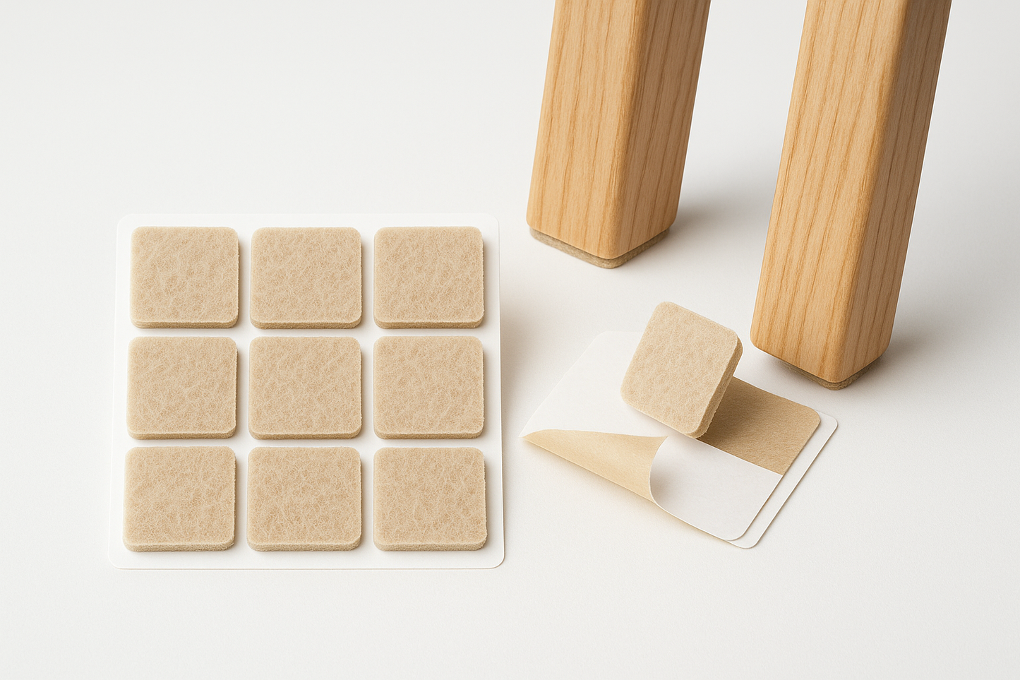 Patin Feutre Adhésif 28x28mm beige pack 8pcs Antidérapant sqes