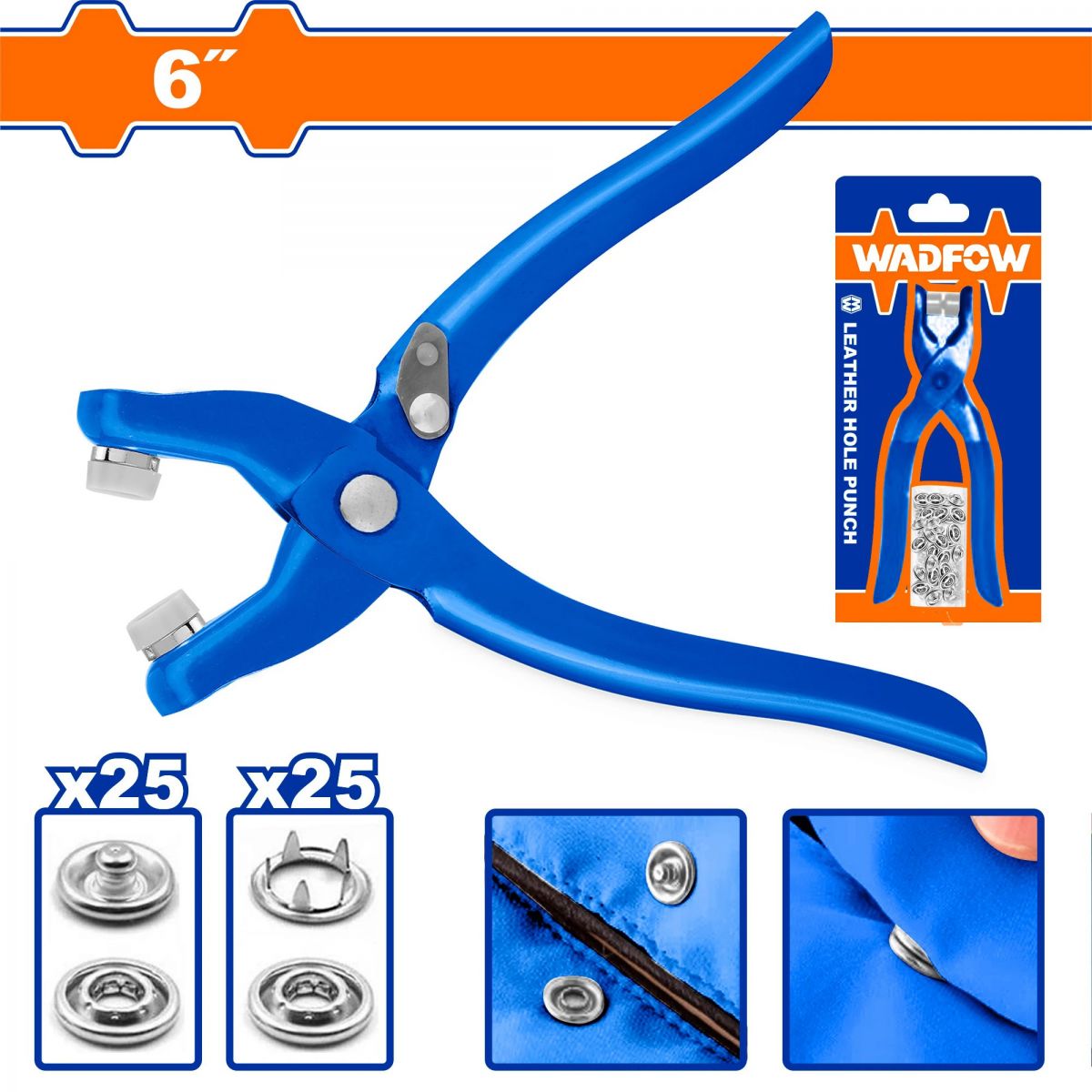 Pince presse bouton 6" + 100 anneaux - SQES
