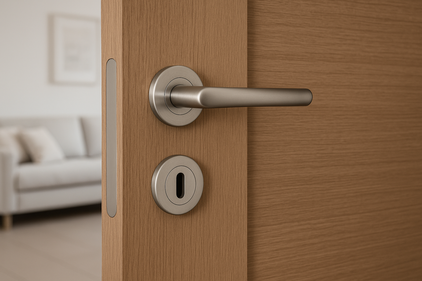 Poignée Capri satinée installée