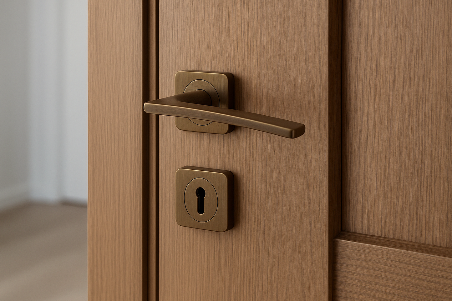 Poignée Quadro bronze installée