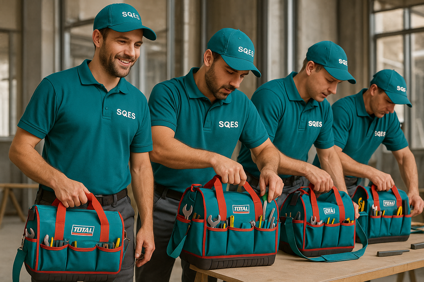 Équipe SQES avec sacs TOTAL