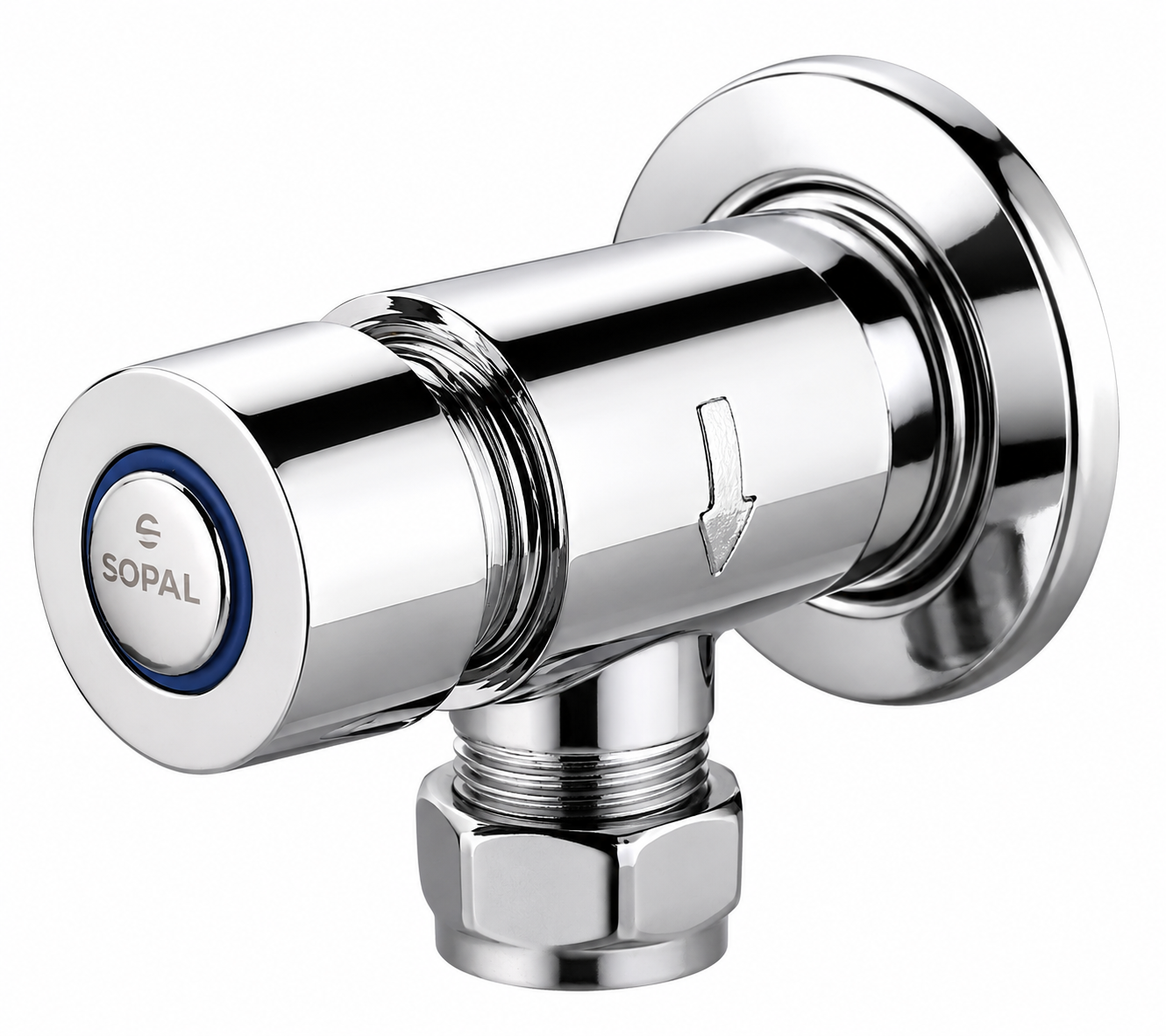 SOPAL Robinet de Douche Temporisé Entrée Encastrée Série PILAU Réf. 06EAA04 — Cartouche Anticalcaire Économie d'Eau 85%, Temporisation 15s, Raccordement G1/2", Collectivités, Finition Chrome NF EN ISO 1456 | SQES Tunisie