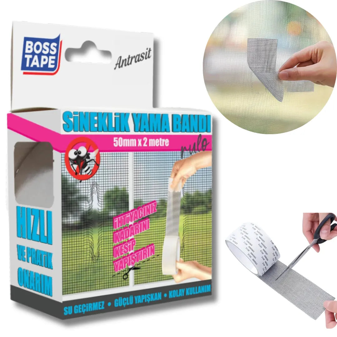 BOSS TAPE Ruban de Réparation pour Moustiquaire Autocollant, Réparation de Trous et Déchirures 50mmx2m - SQES
