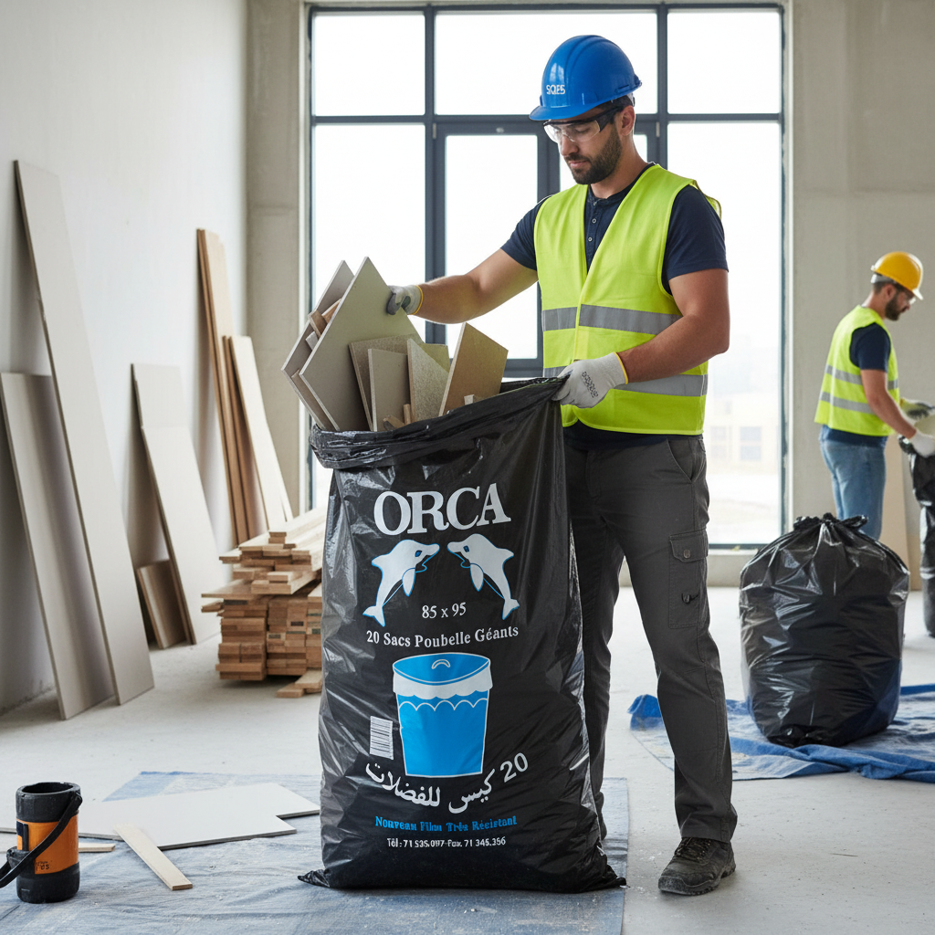 Sacs ORCA utilisés sur chantier de construction