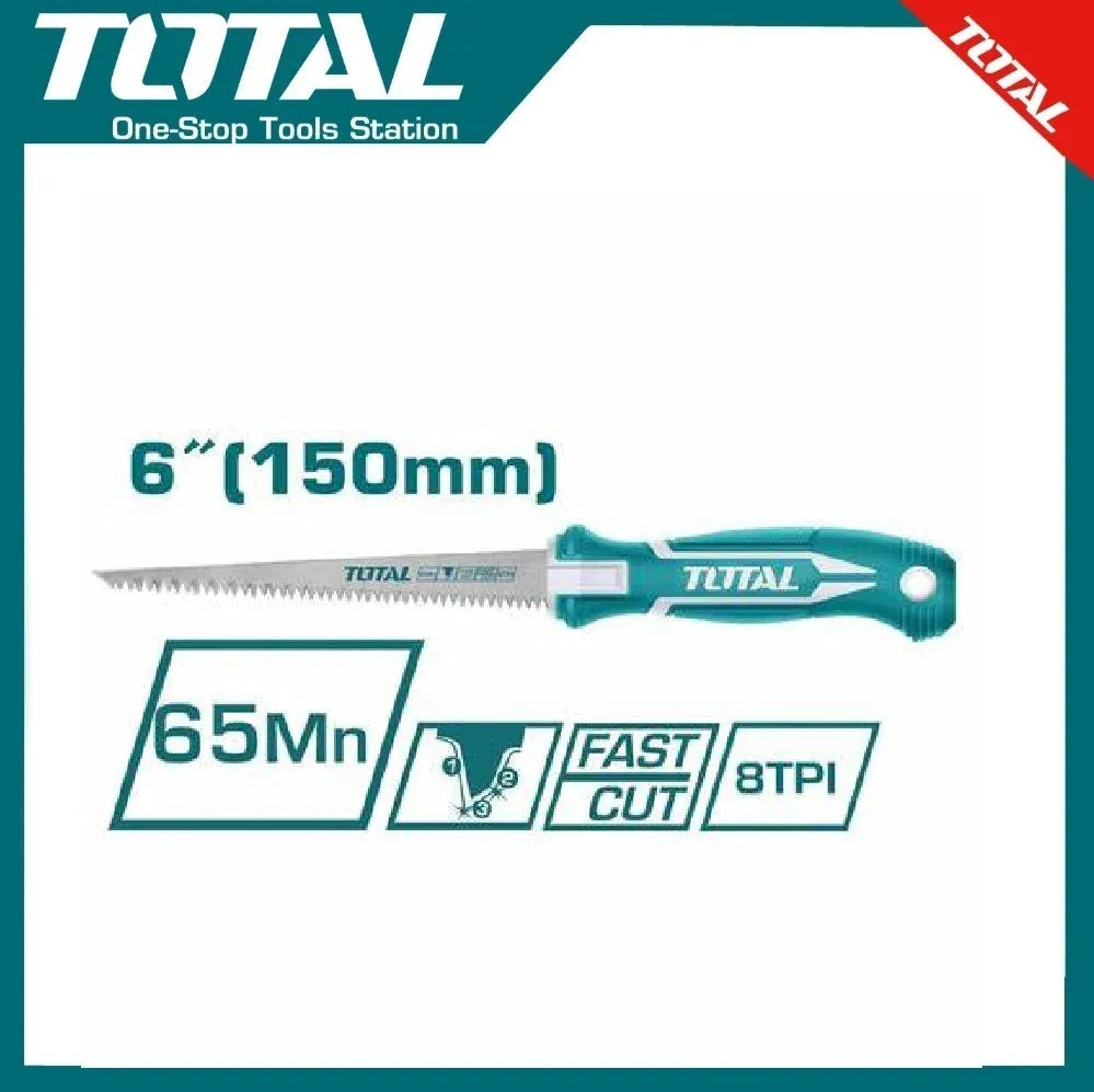 Scie à guichet TOTAL 150mm – lame acier haute qualité, poignée ergonomique, coupes précises bois et plastique, compact et maniable