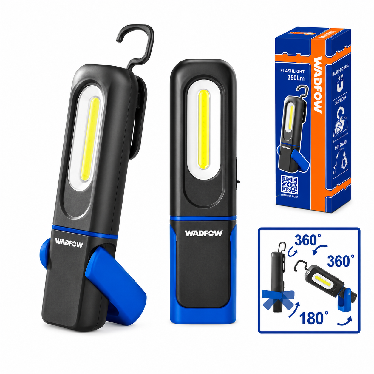 Torche LED WADFOW WFL7508 320 Lumens Portée 20m Compact Chantier Quotidien | SQES Tunisie