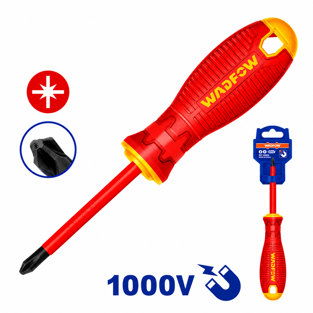 Tournevis Isolé Pozidriv WADFOW WSD7274 PZ2 100mm 1000V Sécurité Électricien | SQES Tunisie