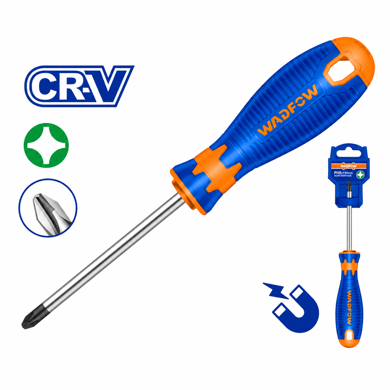 Tournevis Phillips WADFOW WSD2226 PH2 150mm Acier Cr-V Vissage Professionnel | SQES Tunisie