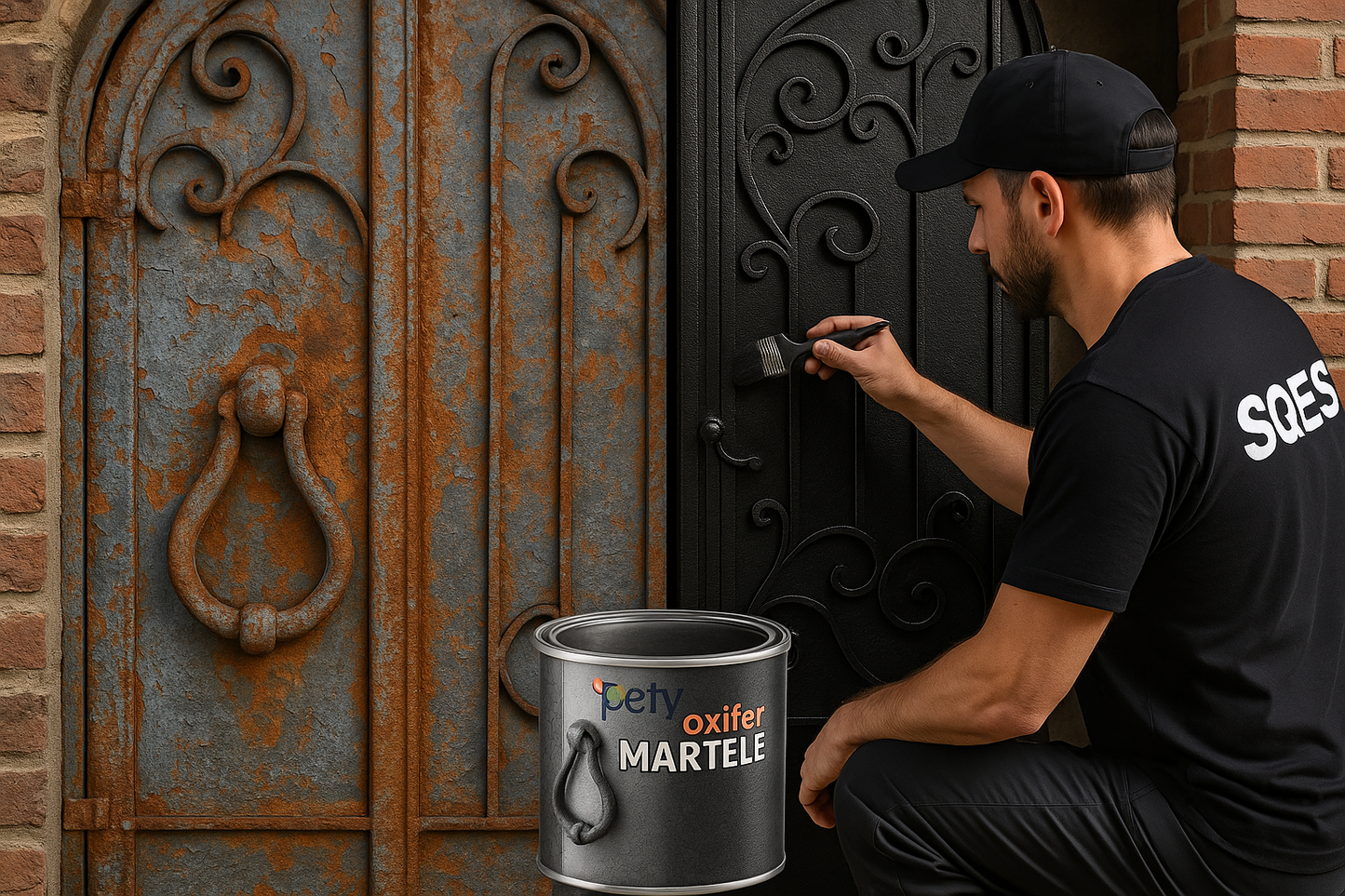 Transformation porte avant/après - Oxifer Martelé noir