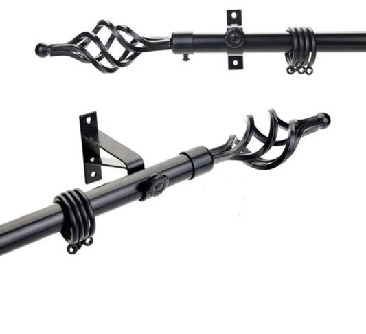 Tringle Extensible pour Rideau en Acier – Ø25 mm - Noir - SQES