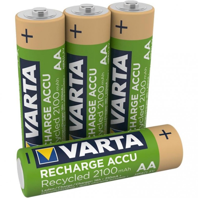 VARTA Pile Rechargeable Recycled LR6 BP4 2100 mAh - Pack de 4