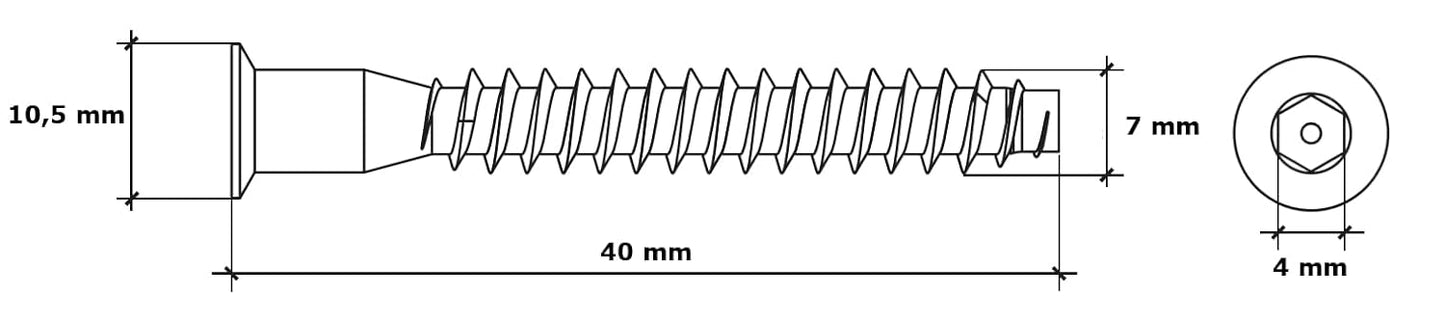 Vis assemblage 7x50mm Bout Plat